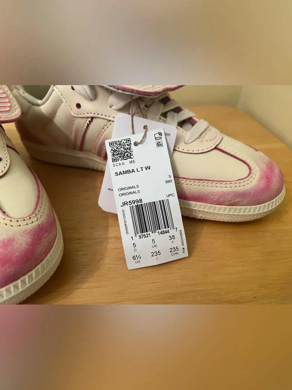 Adidas Originals Samba LT Women's 6.5 Cream Shock Pink JR5998
